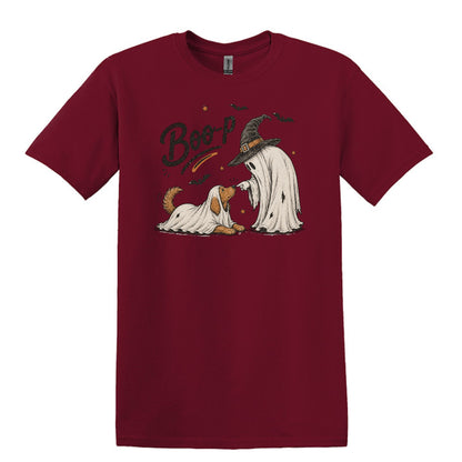BOO-P! - Adorable Ghost and Dog Heavy Cotton Unisex T-shirt