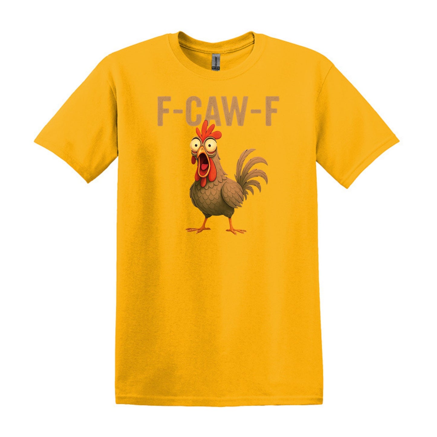 FUNNY ROOSTER T-SHIRT = F-CAW-F