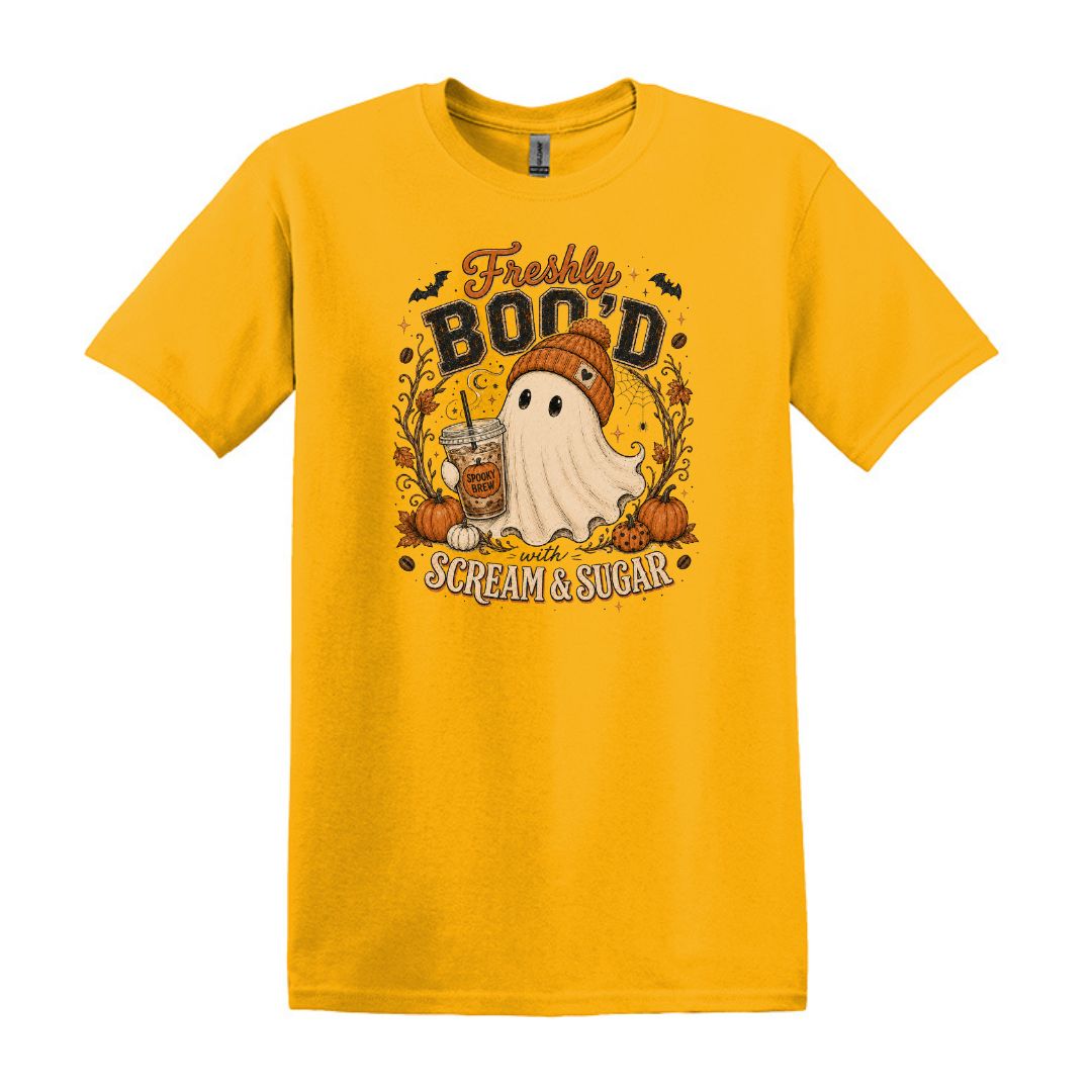 Freshly Boo'd | Scream & Sugar - Fall themed Heavy Cotton Unisex T-shirt