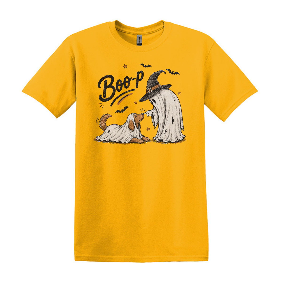 BOO-P! - Adorable Ghost and Dog Heavy Cotton Unisex T-shirt