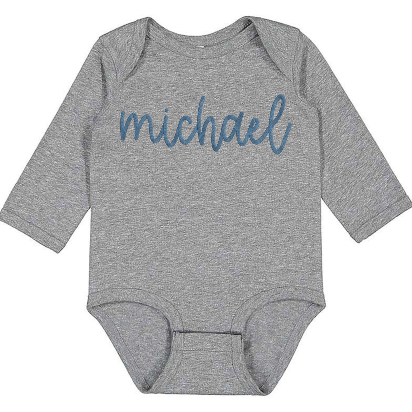 Faux Embroidery Baby Name - Infant Long Sleeve Bodysuit