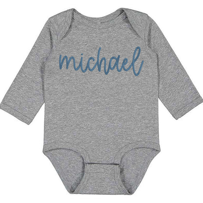 Faux Embroidery Baby Name - Infant Long Sleeve Bodysuit