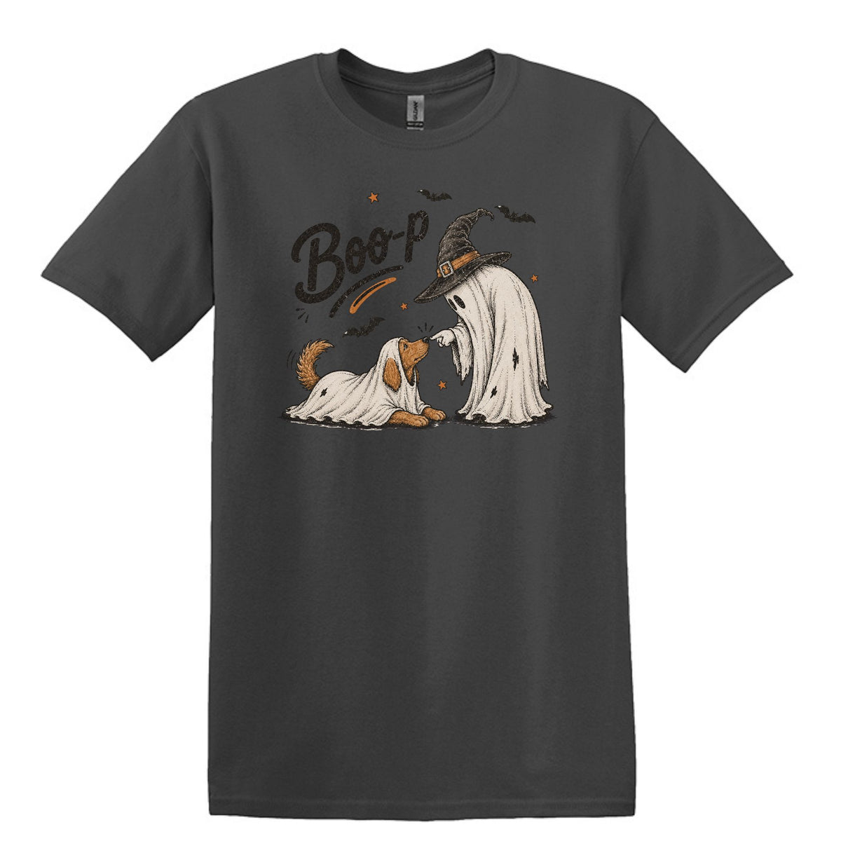 BOO-P! - Adorable Ghost and Dog Heavy Cotton Unisex T-shirt
