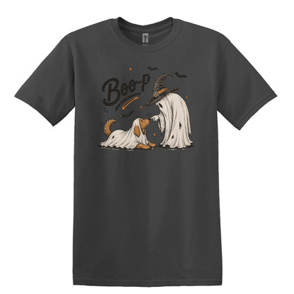BOO-P! - Adorable Ghost and Dog Heavy Cotton Unisex T-shirt