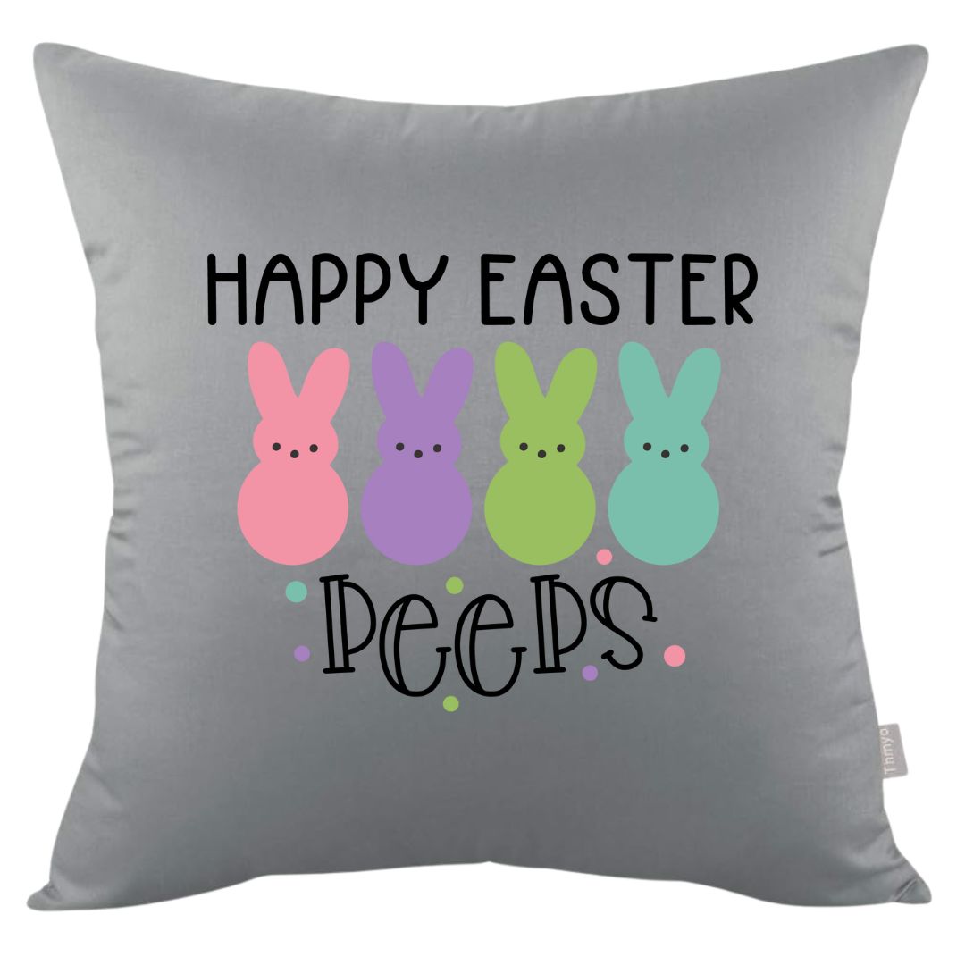 Happy Easter Peeps - Funda de almohada de Pascua de 18" x 18"