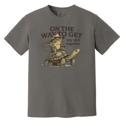 On the way to get my Shit Together - Funny Frog & Turtle Comfort Colors ® Heavyweight Ring Spun T-shirt