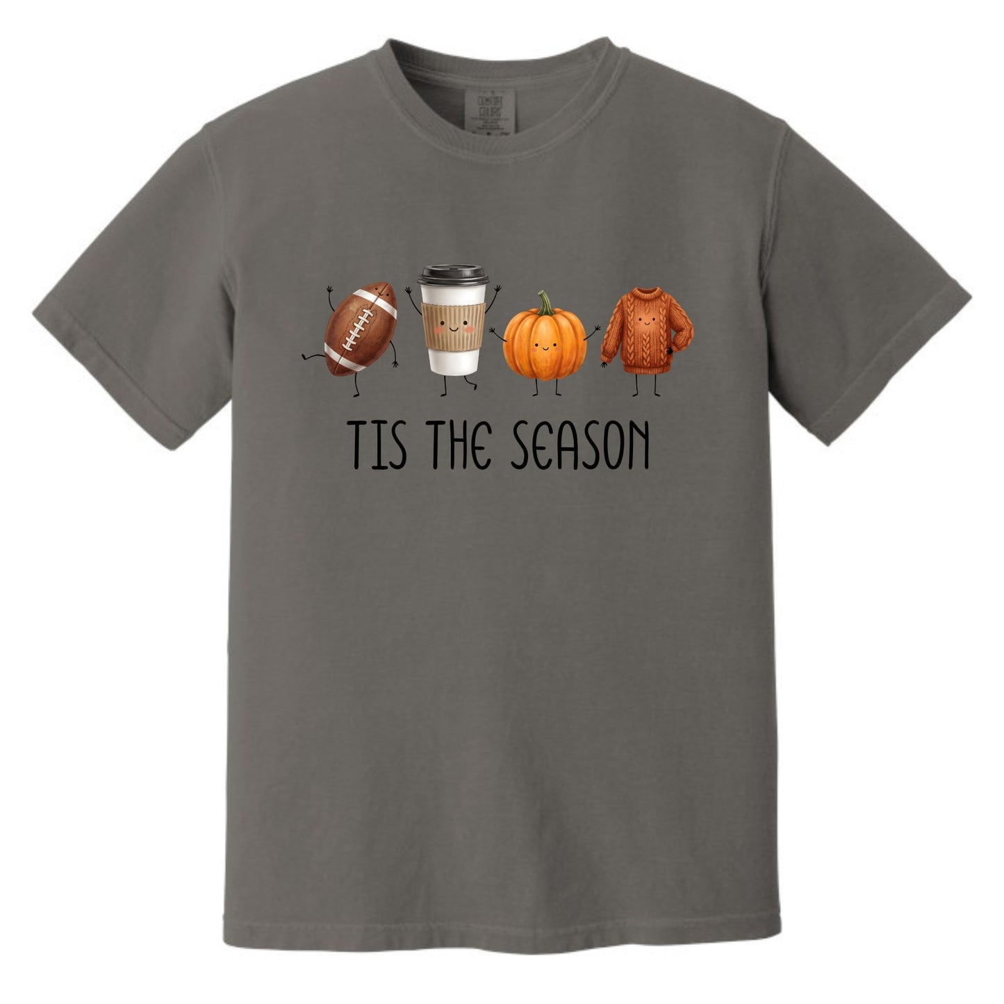 Tis' The Season | Football, Coffee, Pumpkins & Sweaters | Comfort Colors® Doodle Art T-Shirt