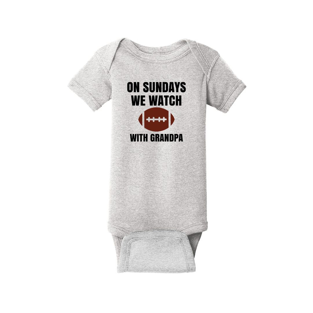 On Sundays we watch football - Infant Ribbed Bodysuit - Customize with "Daddy" or "Grandpa"