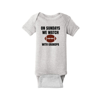 On Sundays we watch football - Infant Ribbed Bodysuit - Customize with "Daddy" or "Grandpa"