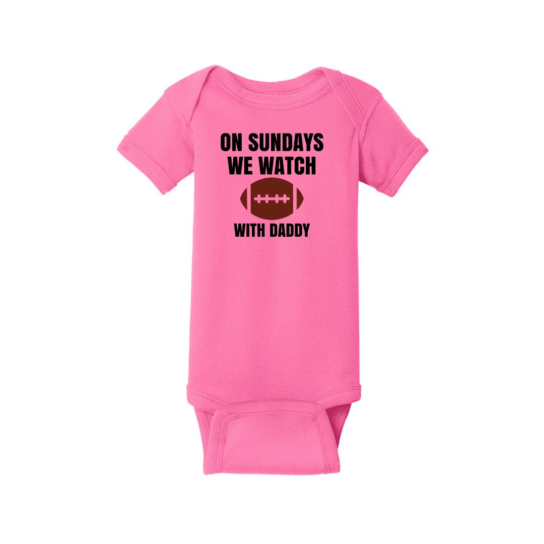On Sundays we watch football - Infant Ribbed Bodysuit - Customize with "Daddy" or "Grandpa"