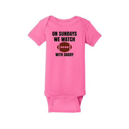 On Sundays we watch football - Infant Ribbed Bodysuit - Customize with "Daddy" or "Grandpa"