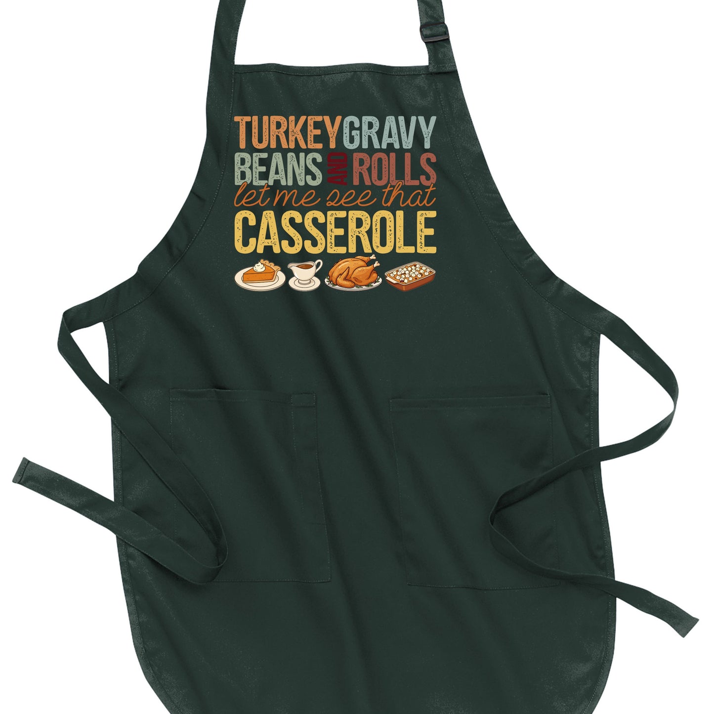 Turkey, Gravy, Beans & Rolls - Thanksgiving Port Authority® Full-Length Apron with Pockets