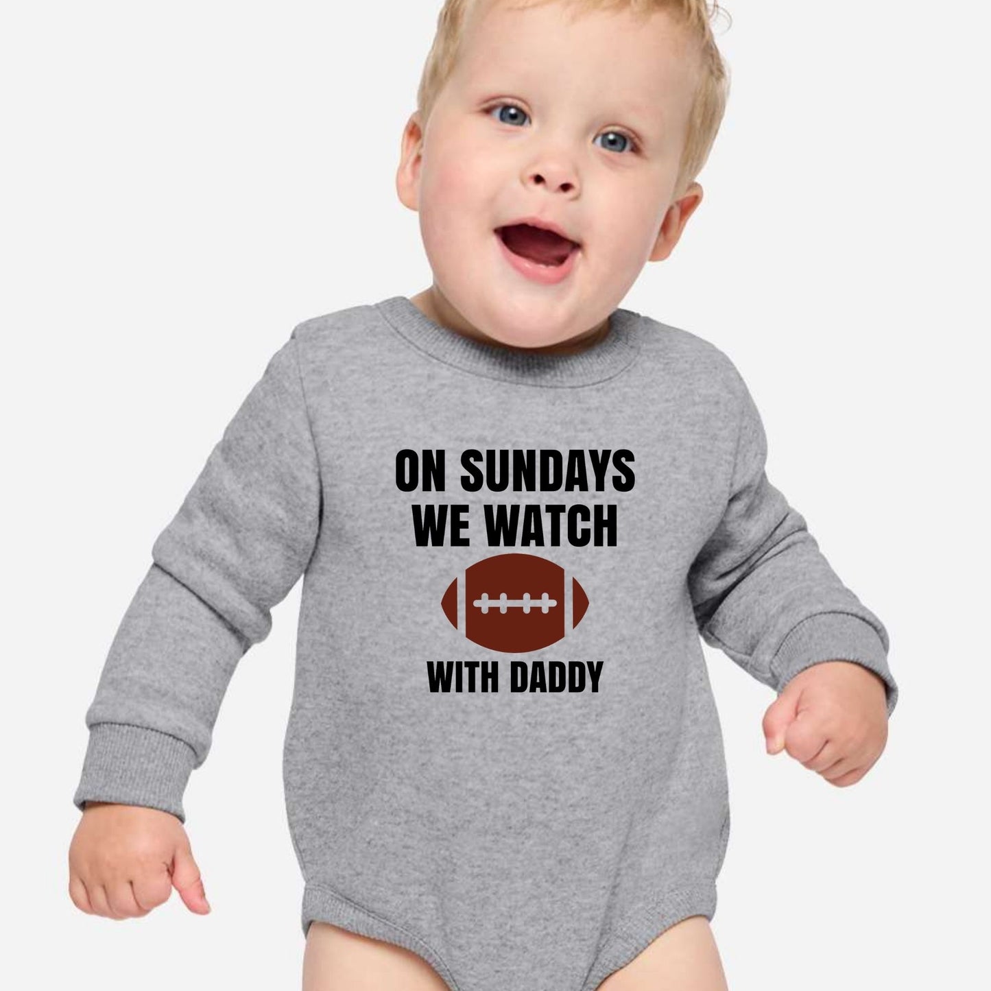 On Sundays we watch football with Daddy/Grandpa - Infant Long Sleeve Fleece Bodysuit