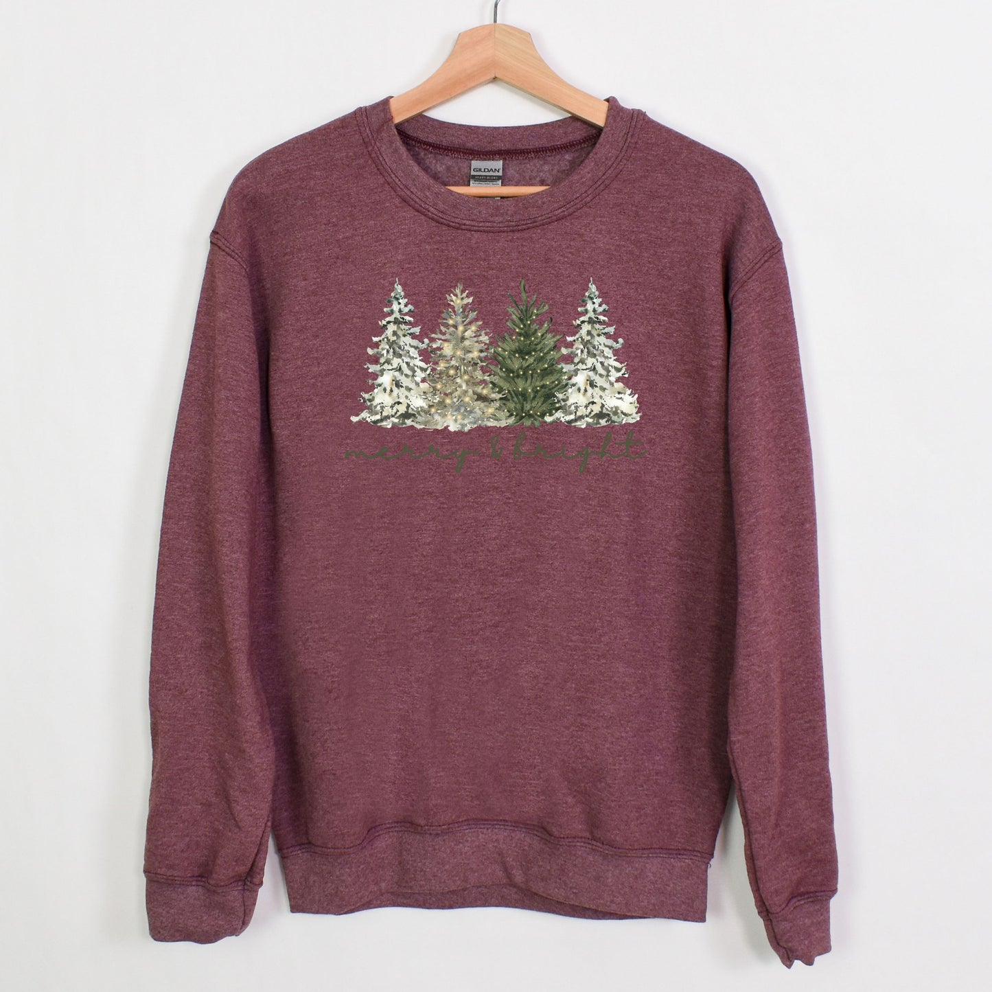 Merry & Bright - Christmas Trees on Heavy Cotton Crewneck