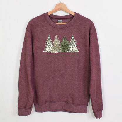 Merry & Bright - Christmas Trees on Heavy Cotton Crewneck