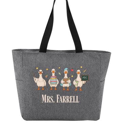 Teacher Goose Port Authority® Essential Zip Tote - Personalize with your Teacher's Name