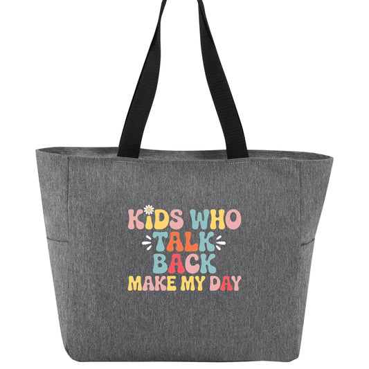 SLP - Kids Who Talk Back Make My Day - Port Authority® Essential Zip Tote