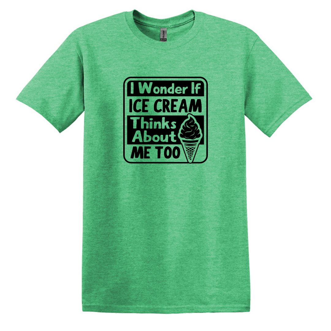 I wonder if Ice Cream thinks about me too - Adult Unisex Soft T-shirt