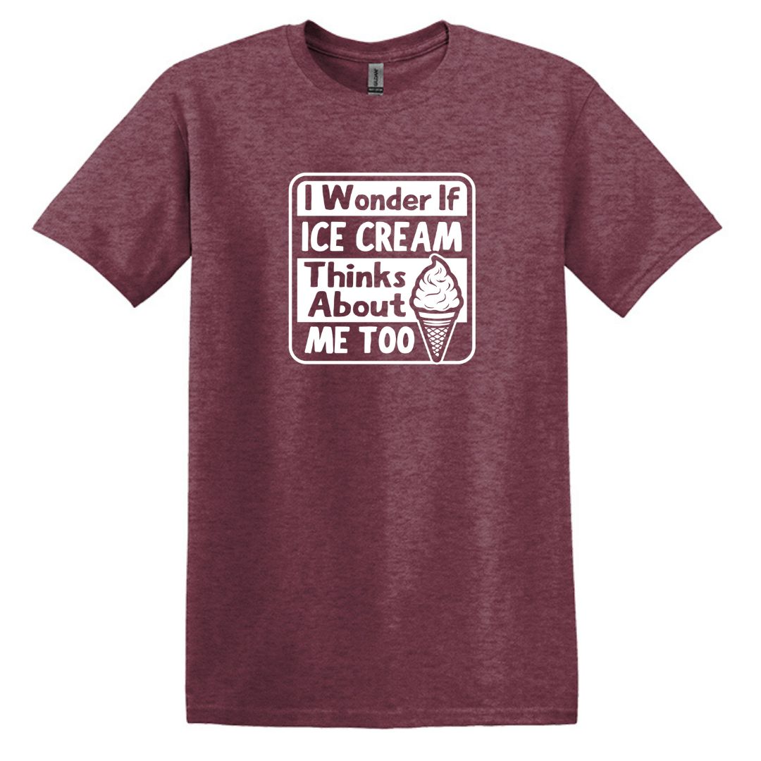 I wonder if Ice Cream thinks about me too - Adult Unisex Soft T-shirt