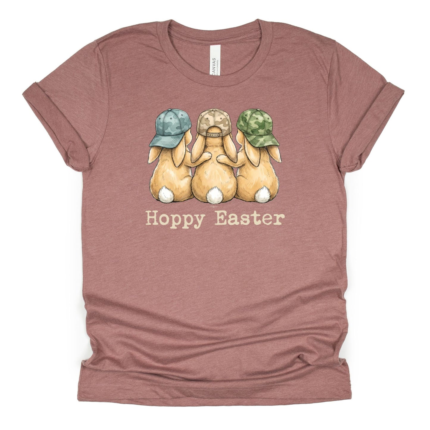 Hoppy Easter - Bunnies with Camo Hats - BELLA+CANVAS ® Unisex Jersey Short Sleeve Tee