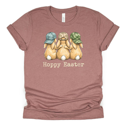 Hoppy Easter - Bunnies with Camo Hats - BELLA+CANVAS ® Unisex Jersey Short Sleeve Tee