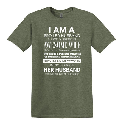 I am a Spoiled Husband - Funny Adult Unisex Heavy Cotton T-shirt - Gift from Wife