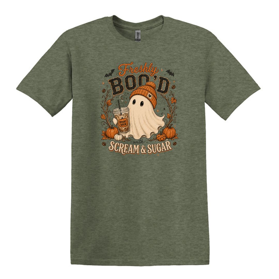 Freshly Boo'd | Scream & Sugar - Fall themed Heavy Cotton Unisex T-shirt
