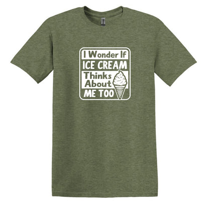 I wonder if Ice Cream thinks about me too - Adult Unisex Soft T-shirt