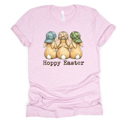 Hoppy Easter - Bunnies with Camo Hats - BELLA+CANVAS ® Unisex Jersey Short Sleeve Tee