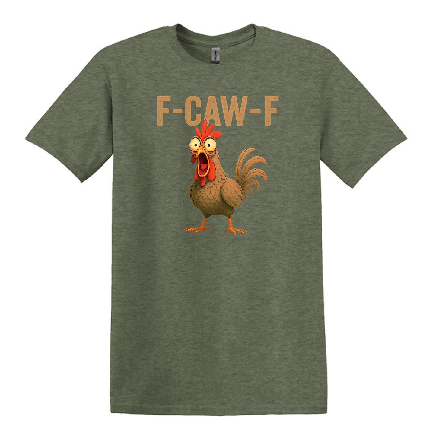 FUNNY ROOSTER T-SHIRT = F-CAW-F