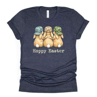 Hoppy Easter - Bunnies with Camo Hats - BELLA+CANVAS ® Unisex Jersey Short Sleeve Tee