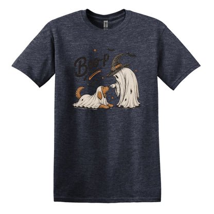 BOO-P! - Adorable Ghost and Dog Heavy Cotton Unisex T-shirt