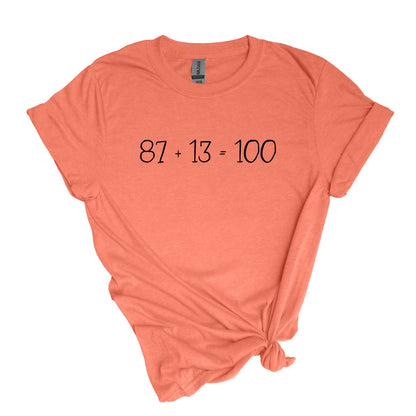 87 + 13 = 100 - Camiseta adulto estilo Soft 