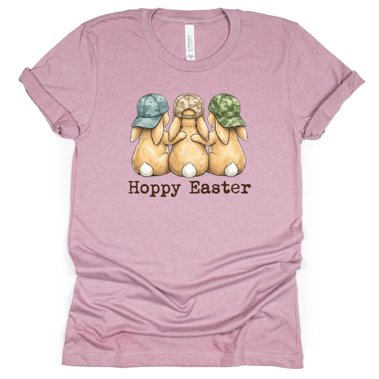Hoppy Easter - Bunnies with Camo Hats - BELLA+CANVAS ® Unisex Jersey Short Sleeve Tee