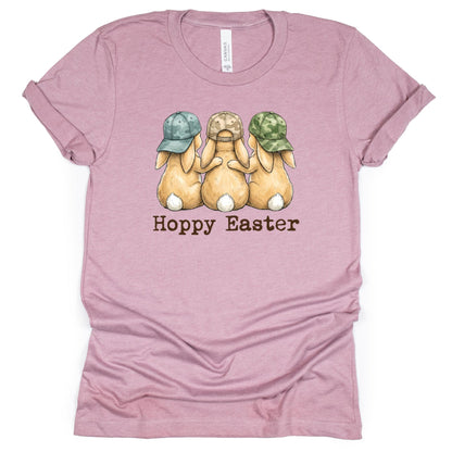 Hoppy Easter - Bunnies with Camo Hats - BELLA+CANVAS ® Unisex Jersey Short Sleeve Tee