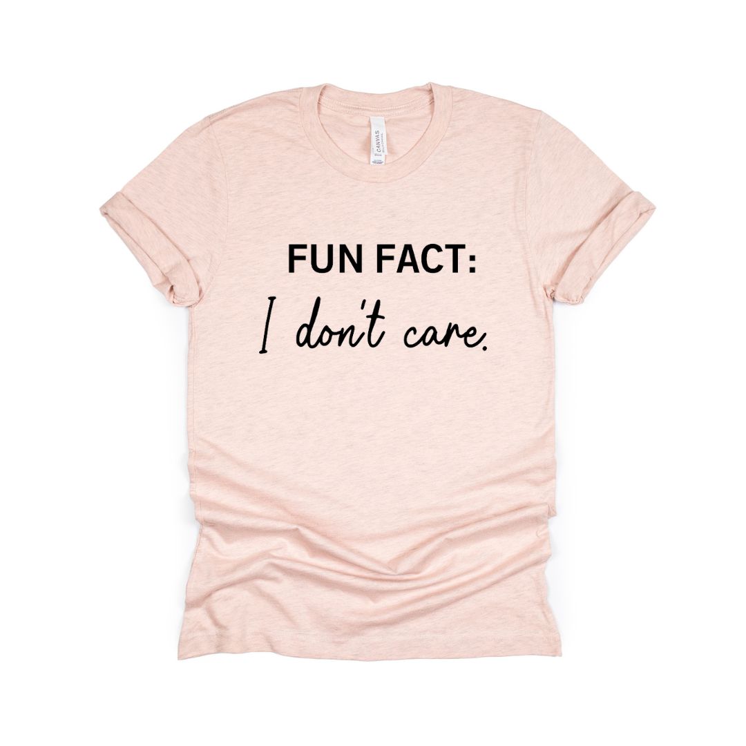 Fun Fact:  I don't care. - Sarcastic Tee - Unisex or Women's Relaxed V-Neck