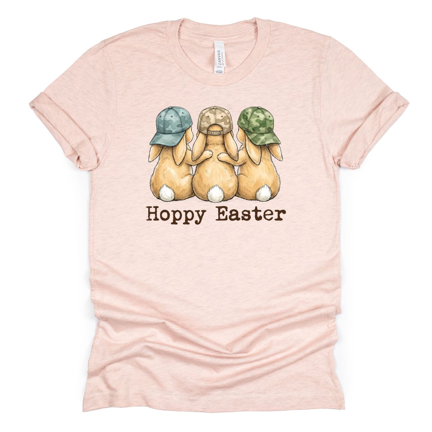 Hoppy Easter - Bunnies with Camo Hats - BELLA+CANVAS ® Unisex Jersey Short Sleeve Tee