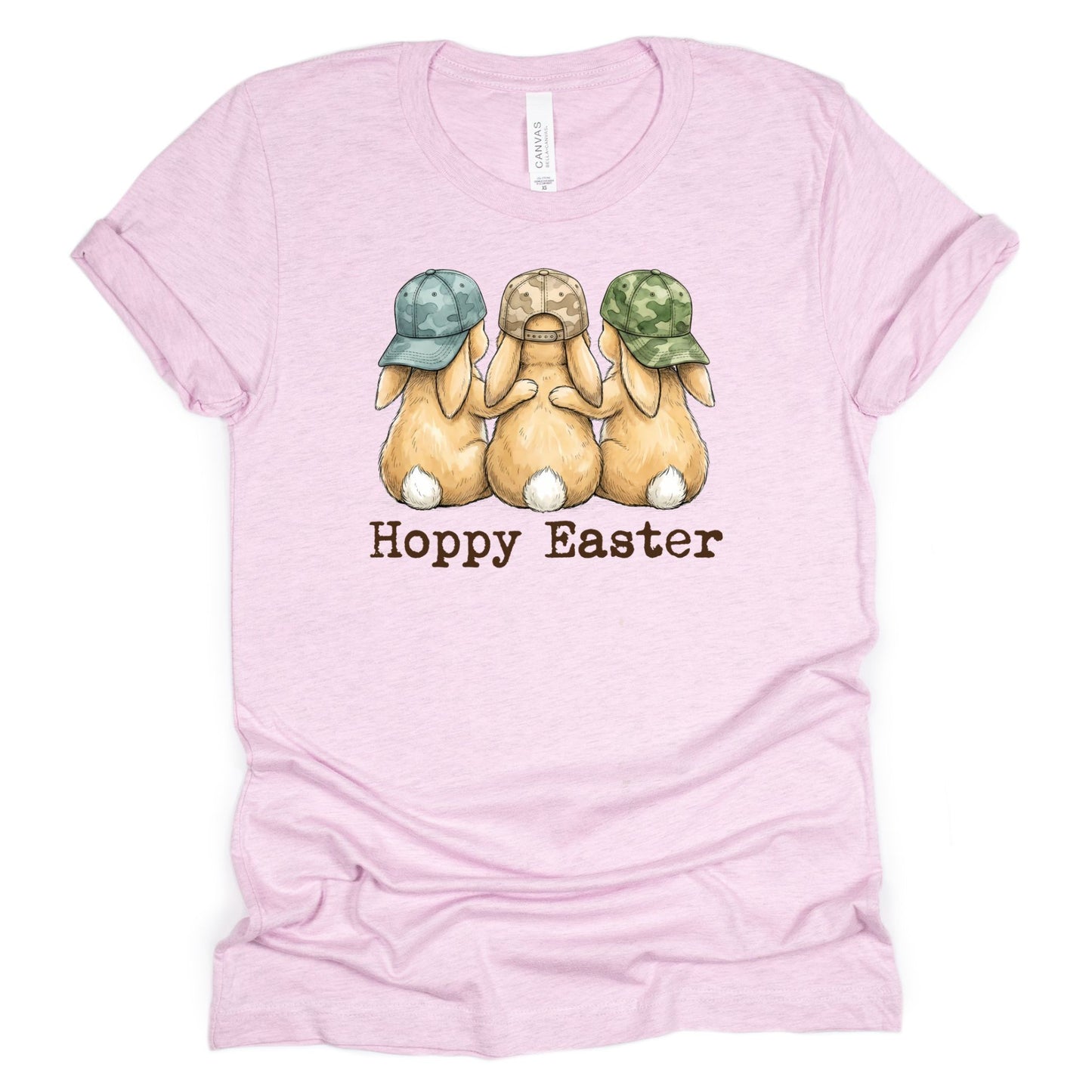 Hoppy Easter - Bunnies with Camo Hats - BELLA+CANVAS ® Unisex Jersey Short Sleeve Tee