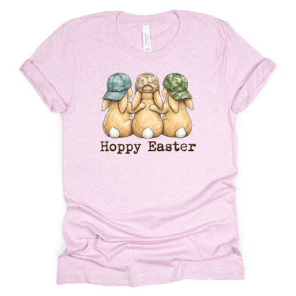 Hoppy Easter - Bunnies with Camo Hats - BELLA+CANVAS ® Unisex Jersey Short Sleeve Tee