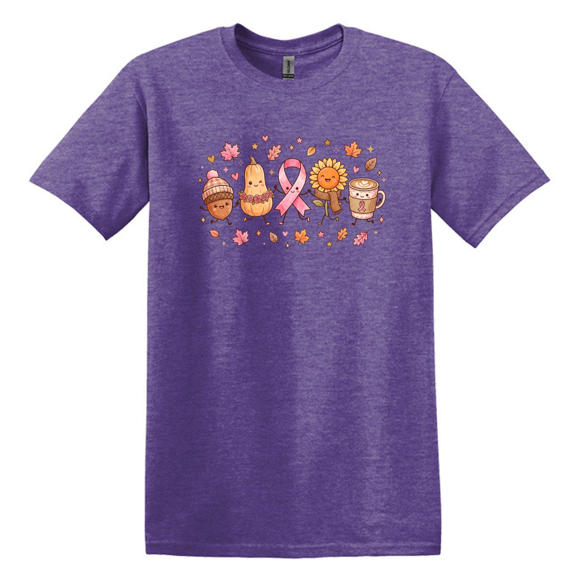 Fall Themed Doodle Art - Breast Cancer Awareness - Gildan Softstyle T-shirt