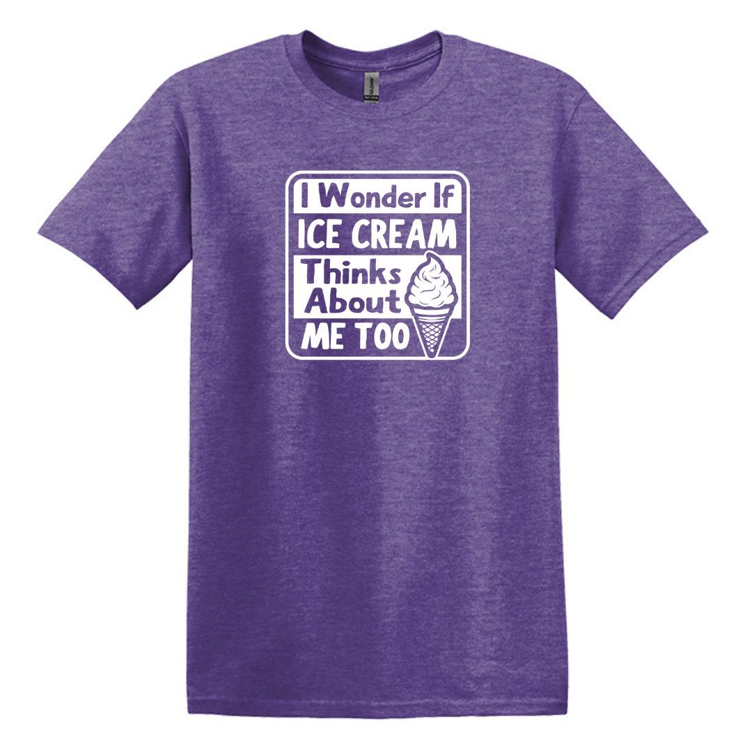 I wonder if Ice Cream thinks about me too - Adult Unisex Soft T-shirt