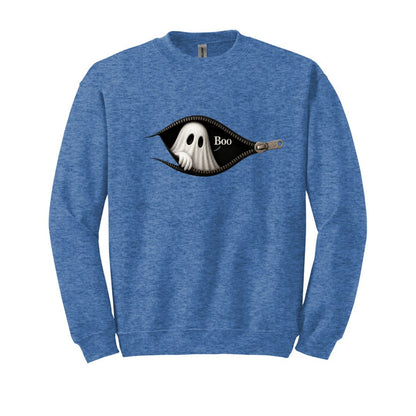 Boo - Cute Peeking Ghost - Gildan Crewneck