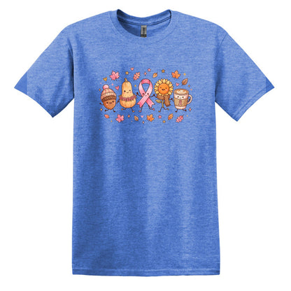 Fall Themed Doodle Art - Breast Cancer Awareness - Gildan Softstyle T-shirt