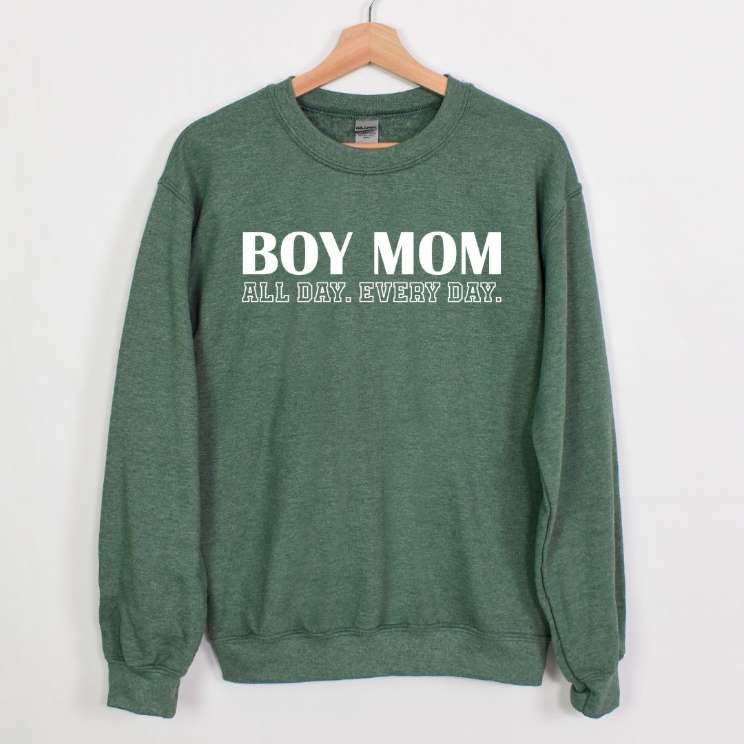 BOY MOM - All day. Every day. - Crewneck Sweatshirt