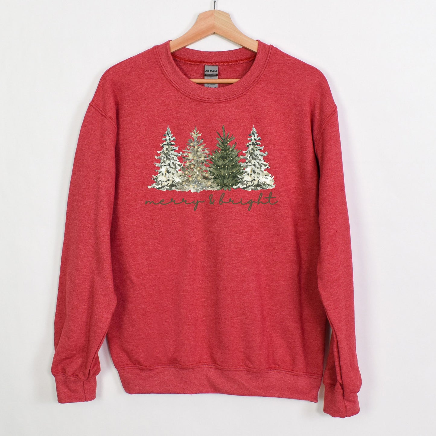 Merry & Bright - Christmas Trees on Heavy Cotton Crewneck