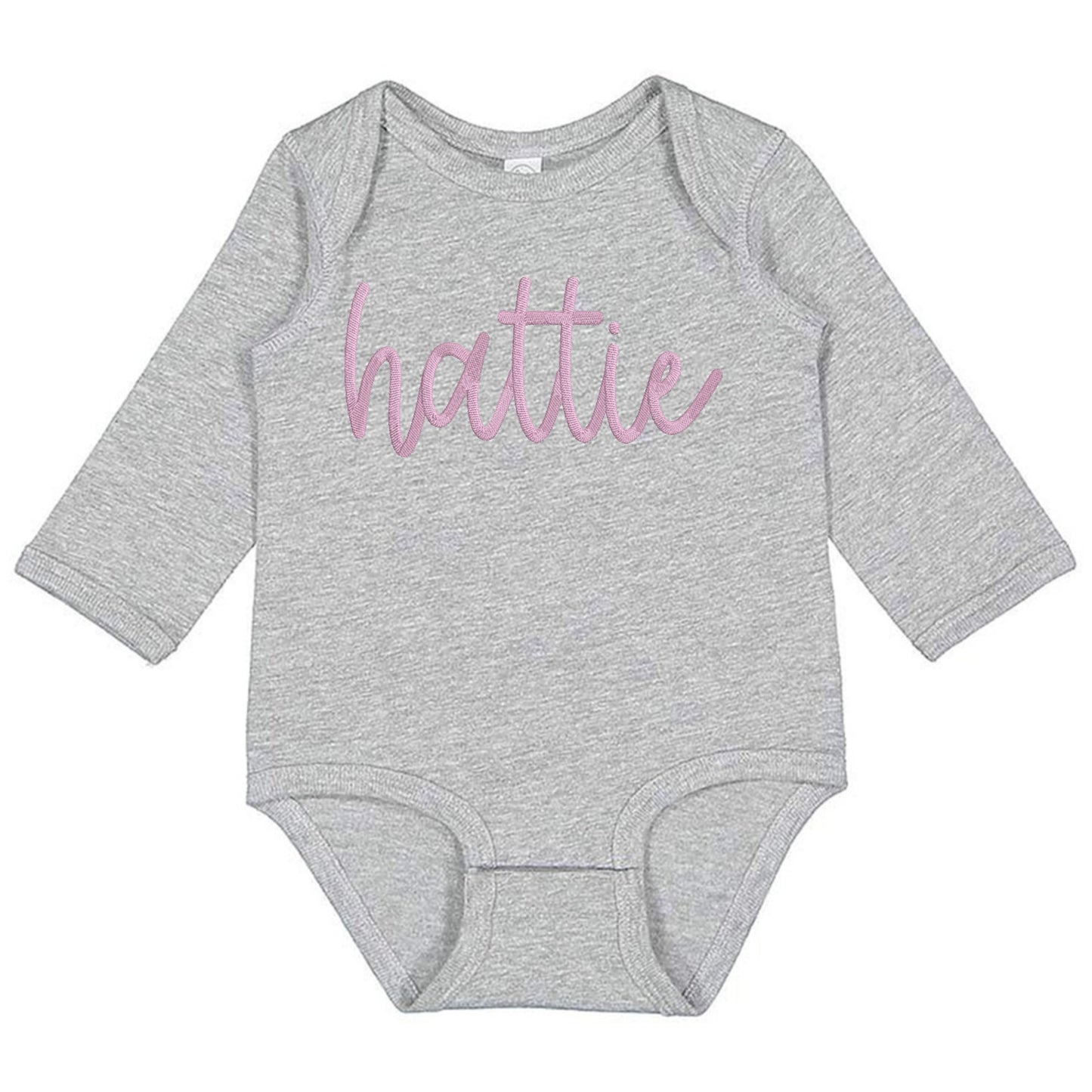 Faux Embroidery Baby Name - Infant Long Sleeve Bodysuit