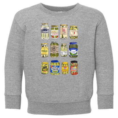 Pickle Jar Drawing Toddler Fleece Crewneck Sweatshirt - For Pickle Lovers Only