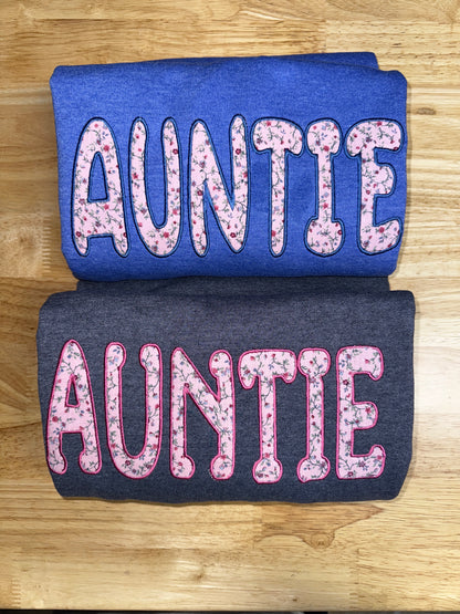 Embroidered Custom Mama, Auntie or Grandma Crewneck Sweatshirt - Choose from various patterns!