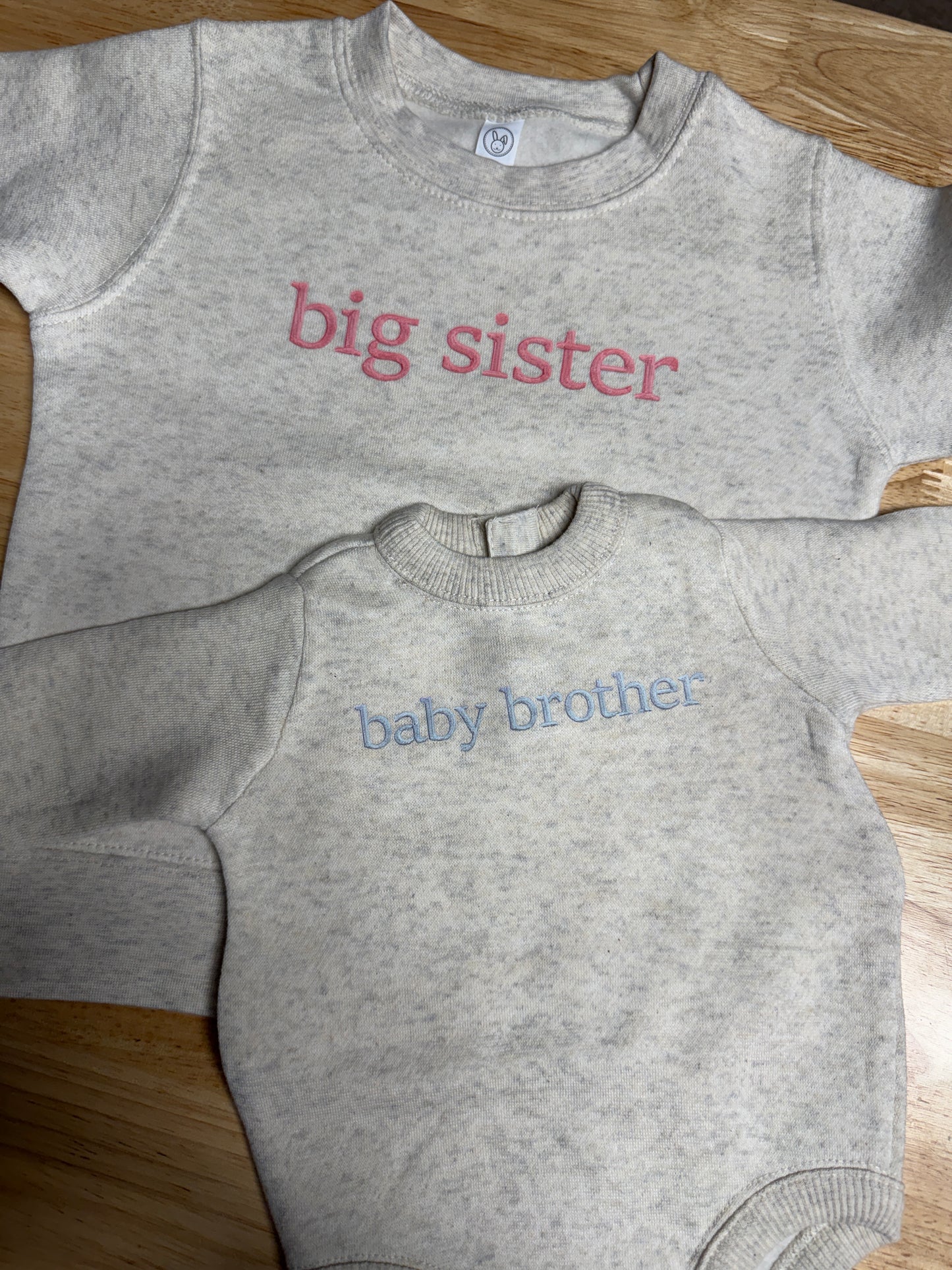Faux Embroidery Big/Little Brother/Sister Matching Tops