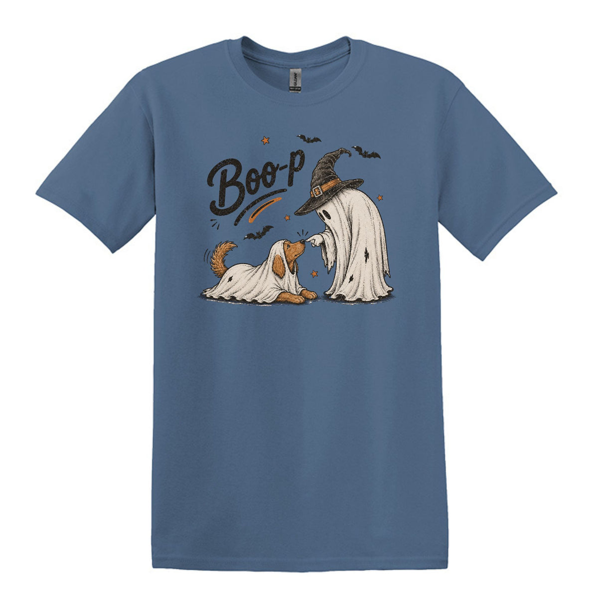 BOO-P! - Adorable Ghost and Dog Heavy Cotton Unisex T-shirt